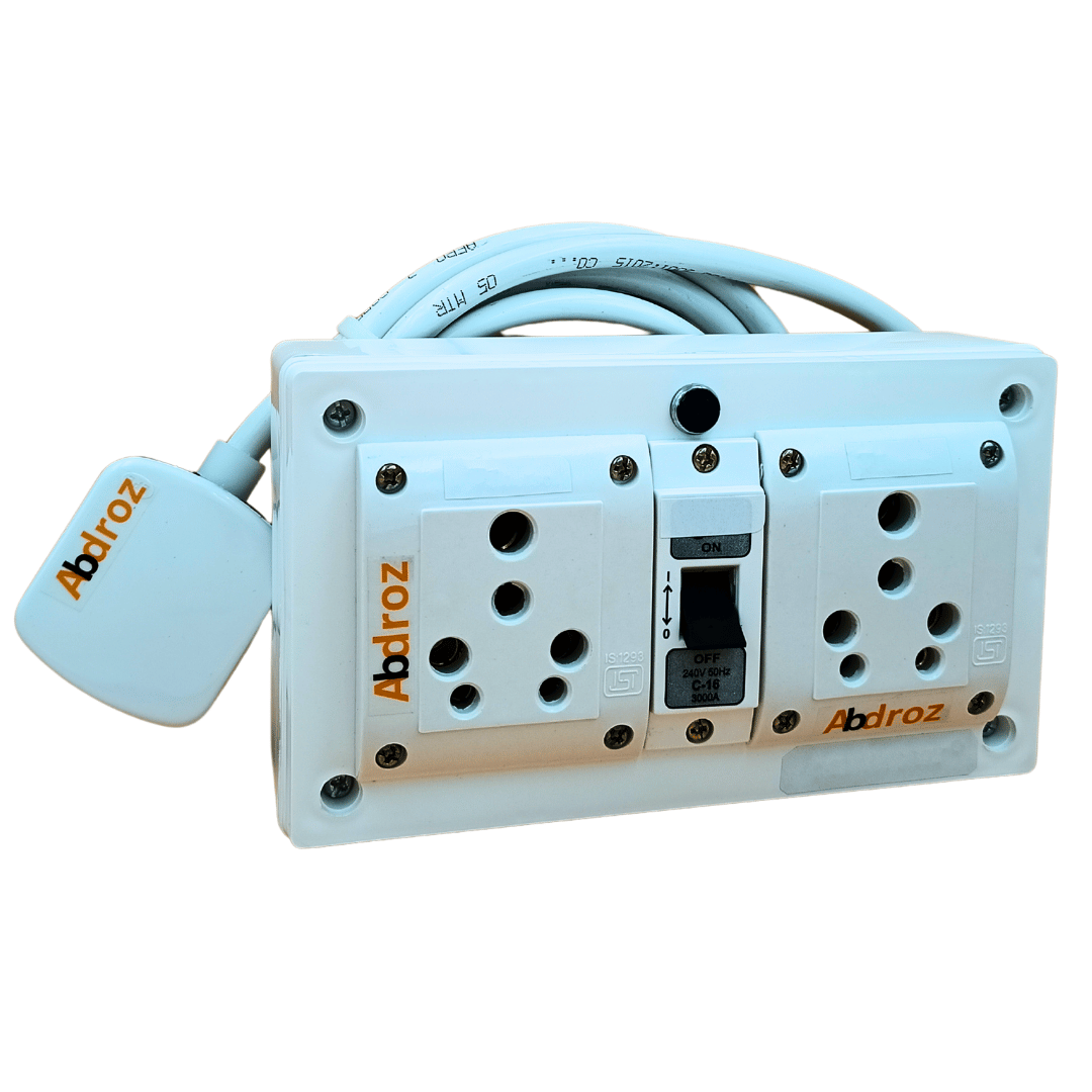 ABDROZ 15A 16A 20A Heavy Duty Extension Board 2 Socket (2800W) Surge Protector with Fuse Indicator Individual Switches Copper Wire Cable for Small & Large Appliances, 220 Volts.