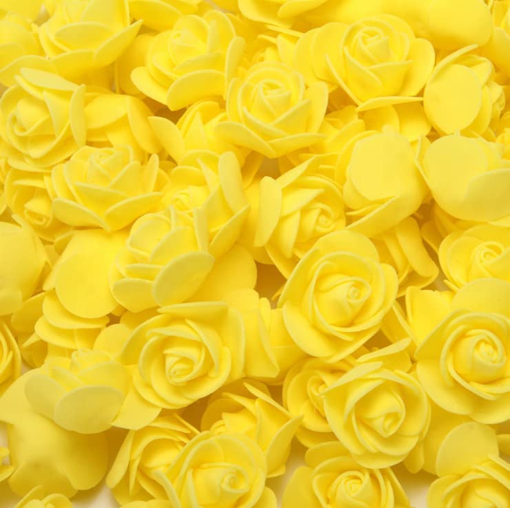 ABDROZ® 50pcs Artificial Rose, Fake Foam Water Floating Flowers for Festival and Events, Home Decor, DIY Crafts, Wedding Decoration, Pooja Room, Gift Packing (Yellow)