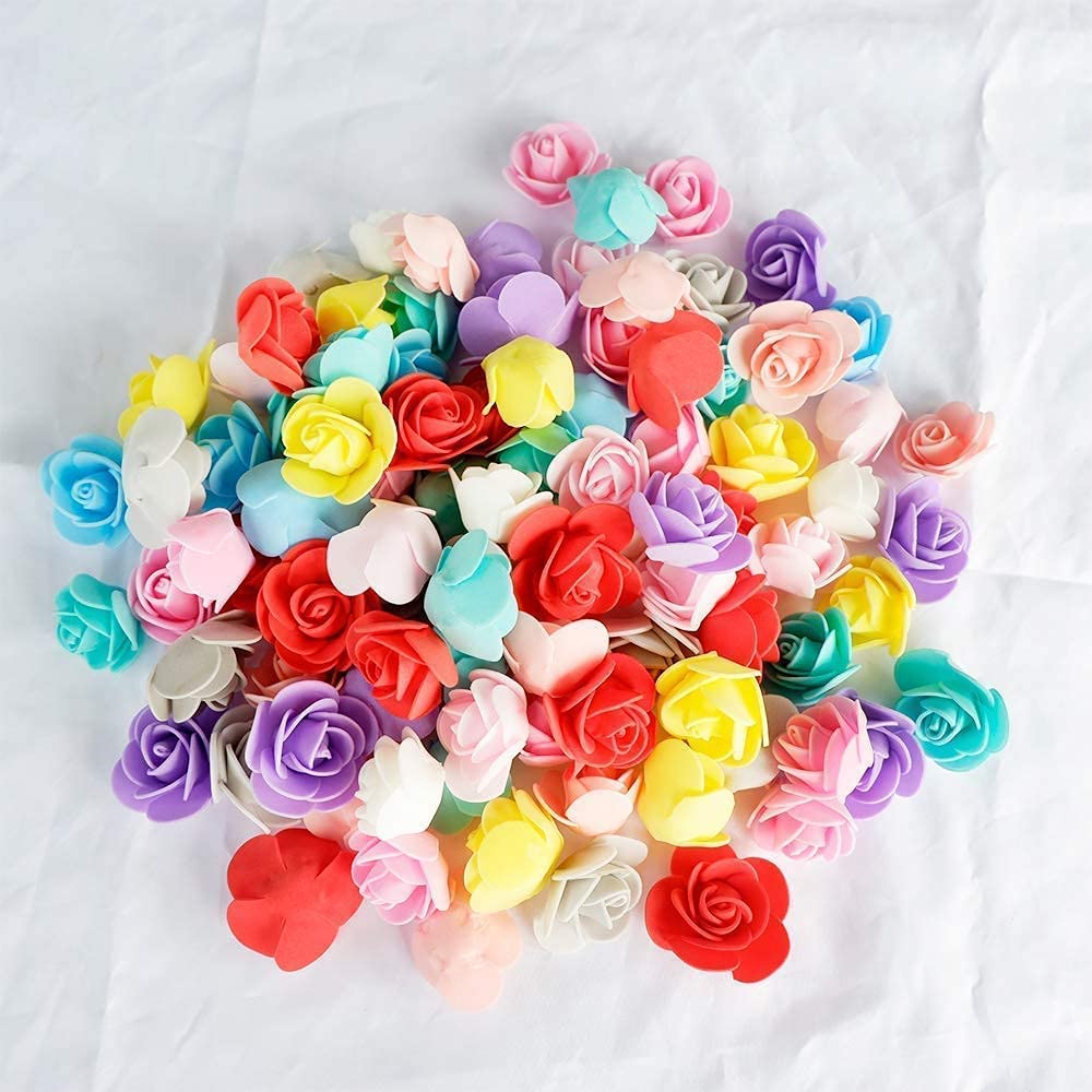 ABDROZ® 50pcs Artificial Rose, Fake Foam Water Floating Flowers for Festival and Events, Home Decor, DIY Crafts, Wedding Decoration, Pooja Room, Gift Packing (Multi-Colour)