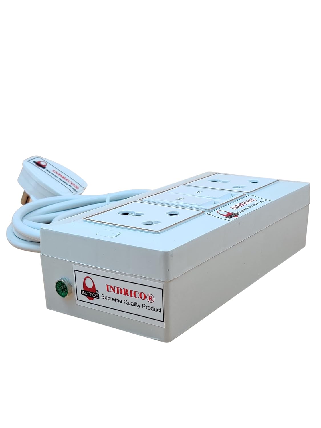 INDRICO Electric Extension Switch Board - 16A/20A + 16A/20A with Individual Switches and Heavy Duty (Rating 2000W) PVC (White) (2 Meter cable)
