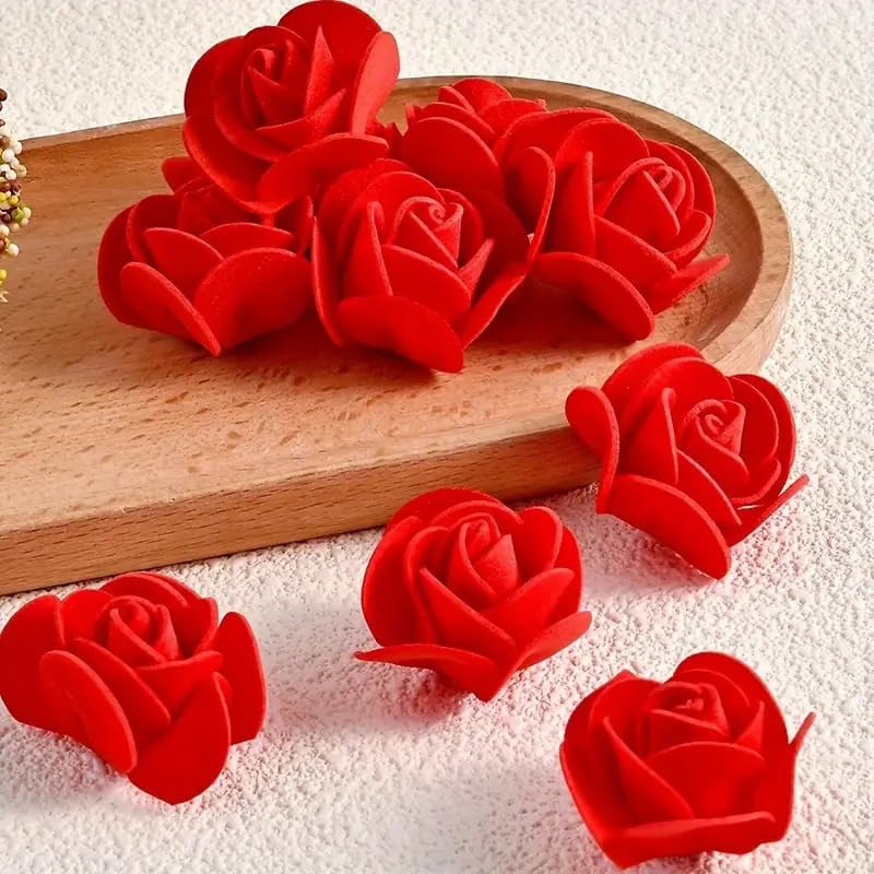 ABDROZ® 50pcs Artificial Rose, Foam Water Floating Flowers for Festival and Events, Home Decor, DIY Crafts, Wedding Decoration, Pooja Room, Gift Packing (RED)