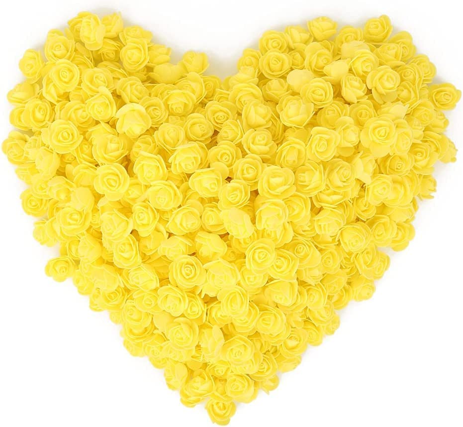 ABDROZ® 50pcs Artificial Rose, Fake Foam Water Floating Flowers for Festival and Events, Home Decor, DIY Crafts, Wedding Decoration, Pooja Room, Gift Packing (Yellow)