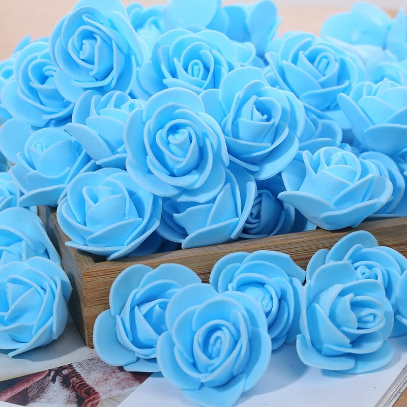ABDROZ® 50pcs Artificial Rose, Fake Foam Water Floating Flowers for Festival and Events, Home Decor, DIY Crafts, Wedding Decoration, Pooja Room, Gift Packing (Sky Blue)
