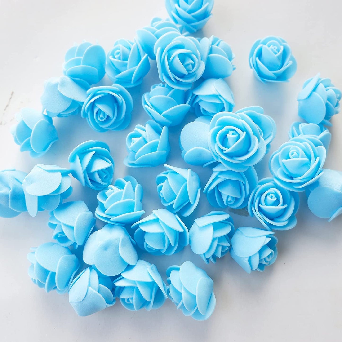 ABDROZ® 50pcs Artificial Rose, Fake Foam Water Floating Flowers for Festival and Events, Home Decor, DIY Crafts, Wedding Decoration, Pooja Room, Gift Packing (Sky Blue)