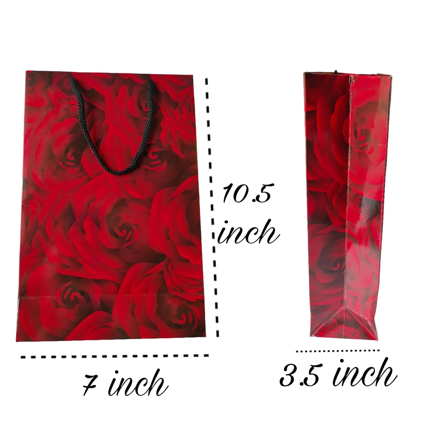 RAINBOW JUNCTION® 2pcs Paper Bags – Return Gift Bags with Handles For Weddings, Anniversaries, Birthdays, Diwali, Navratri, Holiday Presents, Events, Baby Shower, Valentine’s Day (Rose Theme)
