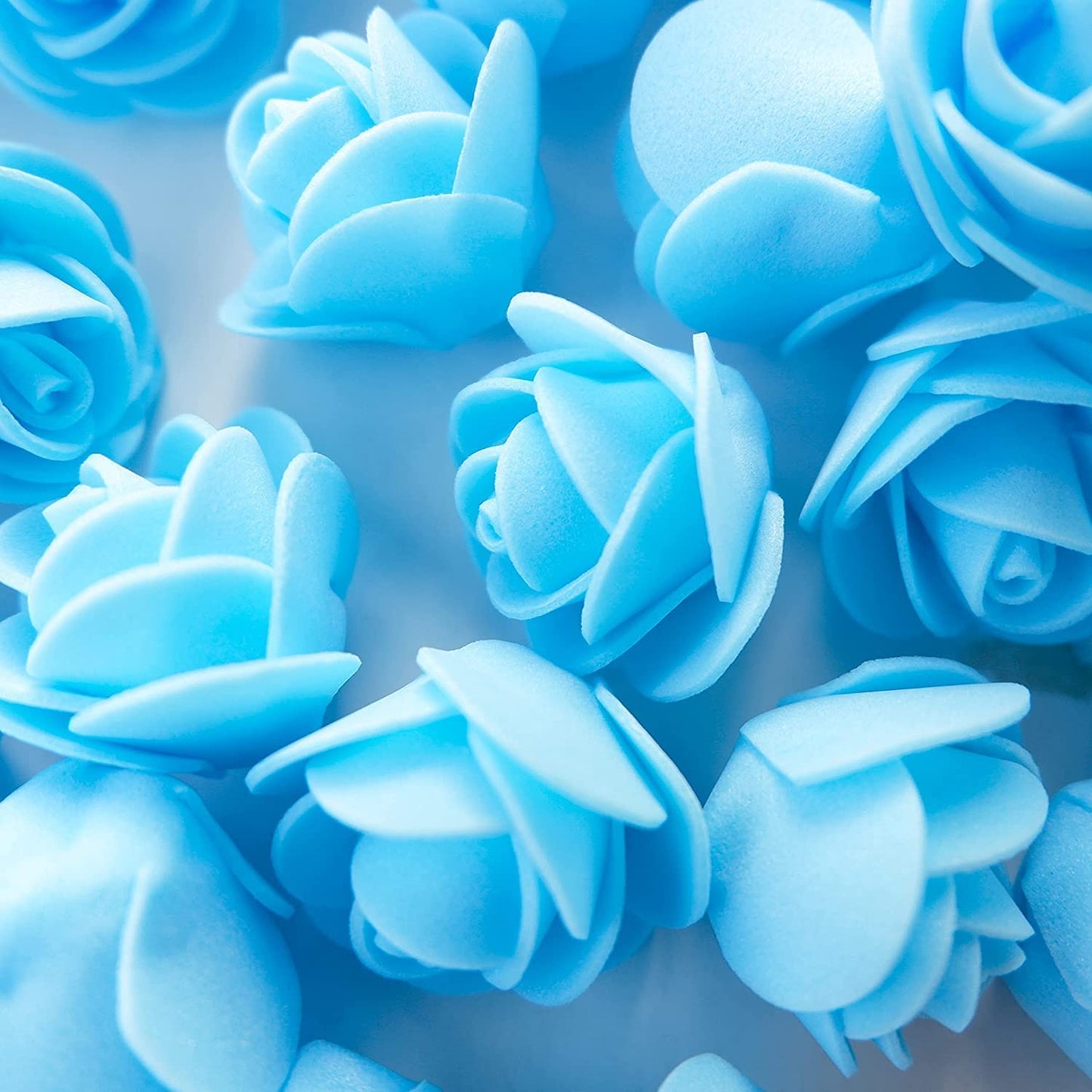 ABDROZ® 50pcs Artificial Rose, Fake Foam Water Floating Flowers for Festival and Events, Home Decor, DIY Crafts, Wedding Decoration, Pooja Room, Gift Packing (Sky Blue)