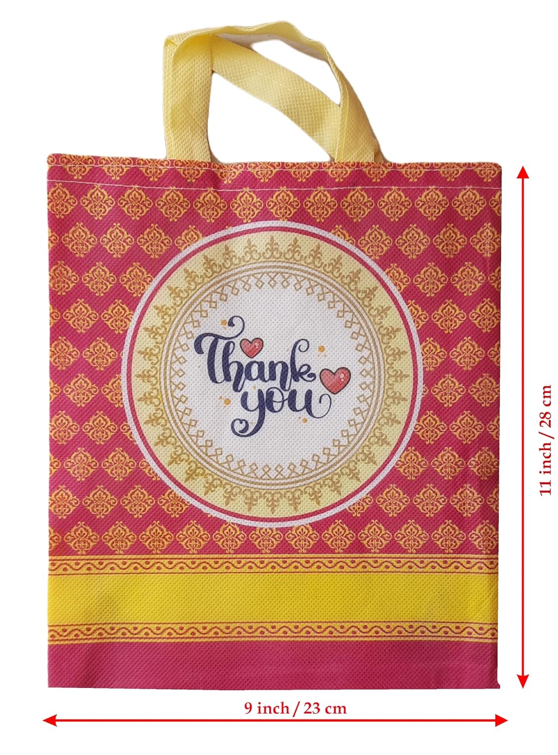 Return gift bag (Thank you Gift Bags) / Birthday Party Return Gift Bag/Wedding Gift Bag (Thamboolam bags) - Medium size (9x11 inch) Pink