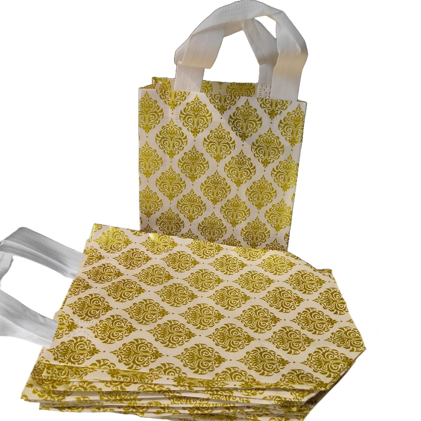RAINBOW JUNCTION® Non-Woven Printed Reusable Eco-Friendly Carry Bags with Handle For Party Return Gift, Wedding Gifts, Shagun, Saree, Mithai, Jewellery, Traditional Gift Bag (7x8.5x3.5 inch, 10pcs)