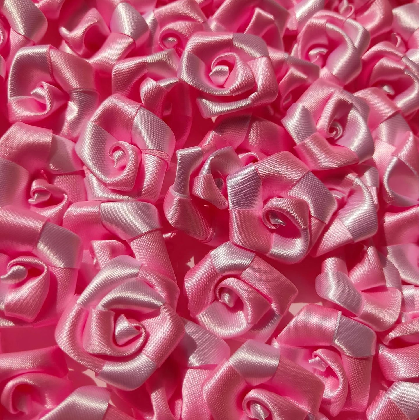 RAINBOW JUNCTION® 50pcs Silk Fabric Rose for Festival and Events, Home Decor, DIY Crafts, Wedding Decoration, Pooja Room, Gift Packing (Pink+White, 3cm)