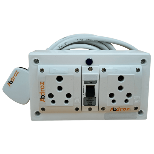 ABDROZ 15A 16A 20A Heavy Duty Extension Board 2 Socket (2800W) Surge Protector with Fuse Indicator Individual Switches Copper Wire Cable for Small & Large Appliances, 220 Volts.