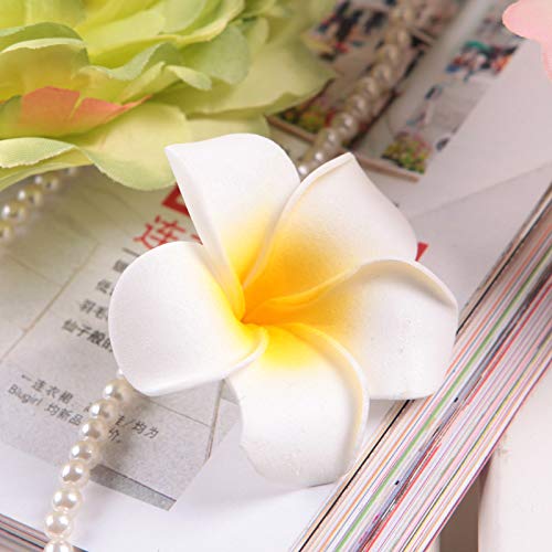 24 Pcs Artificial Big Fake Foam Flower Water Hawaii Beach Plumeria Frangipani Floating Decorative Floral for Home Decor, Pooja Room, Thali, Festival, Table, Wedding, mandir, Puja, DIY