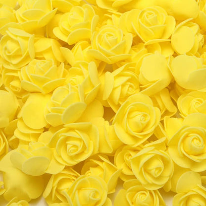 ABDROZ® 50pcs  Artificial Rose, Fake Foam Water Floating Flowers for Festival and Events, Home Decor, DIY Crafts, Wedding Decoration, Pooja Room, Gift Packing (Yellow)