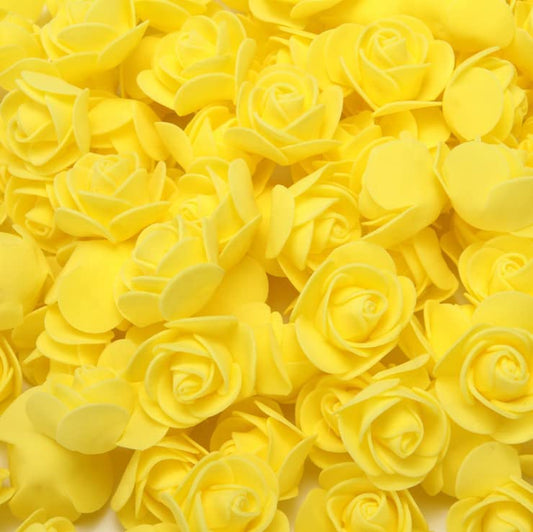 ABDROZ® 50pcs  Artificial Rose, Fake Foam Water Floating Flowers for Festival and Events, Home Decor, DIY Crafts, Wedding Decoration, Pooja Room, Gift Packing (Yellow)