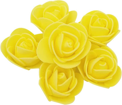 ABDROZ® 50pcs  Artificial Rose, Fake Foam Water Floating Flowers for Festival and Events, Home Decor, DIY Crafts, Wedding Decoration, Pooja Room, Gift Packing (Yellow)