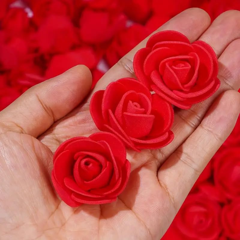 ABDROZ® 50pcs Artificial Rose, Foam Water Floating Flowers for Festival and Events, Home Decor, DIY Crafts, Wedding Decoration, Pooja Room, Gift Packing (RED)