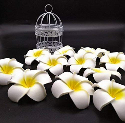 24 Pcs Artificial Big Fake Foam Flower Water Hawaii Beach Plumeria Frangipani Floating Decorative Floral for Home Decor, Pooja Room, Thali, Festival, Table, Wedding, mandir, Puja, DIY