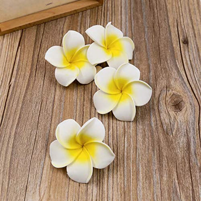 24 Pcs Artificial Big Fake Foam Flower Water Hawaii Beach Plumeria Frangipani Floating Decorative Floral for Home Decor, Pooja Room, Thali, Festival, Table, Wedding, mandir, Puja, DIY