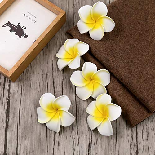24 Pcs Artificial Big Fake Foam Flower Water Hawaii Beach Plumeria Frangipani Floating Decorative Floral for Home Decor, Pooja Room, Thali, Festival, Table, Wedding, mandir, Puja, DIY