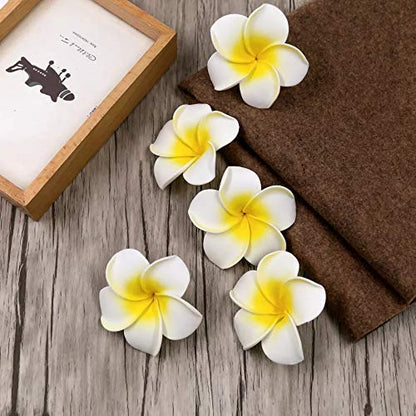 24 Pcs Artificial Big Fake Foam Flower Water Hawaii Beach Plumeria Frangipani Floating Decorative Floral for Home Decor, Pooja Room, Thali, Festival, Table, Wedding, mandir, Puja, DIY