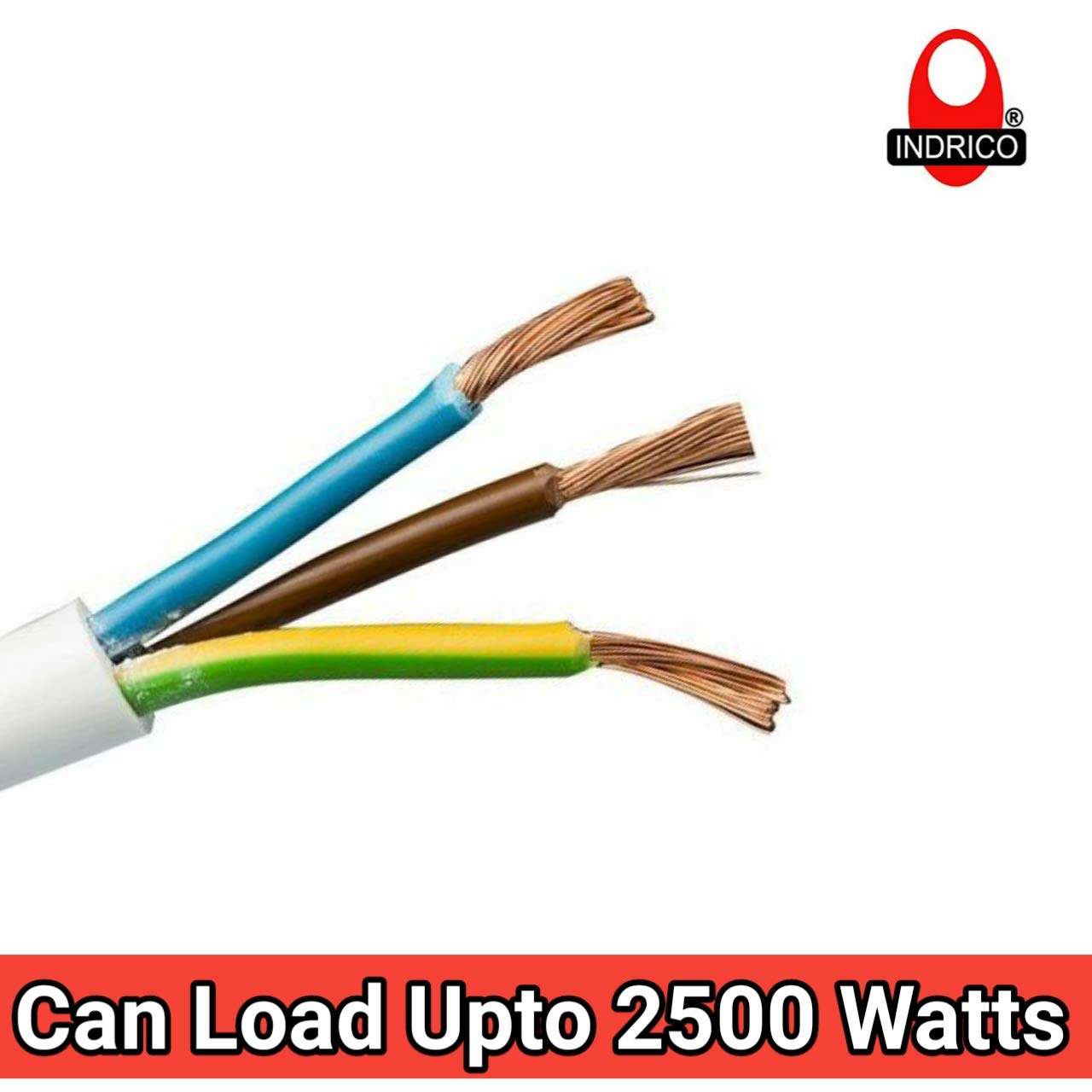 INDRICO® 3 Core Round Copper Wires and Cables (1.5 Sq. mm) for Domestic and Industrial Electric Connections(Colour May Vary) (20 Meter)