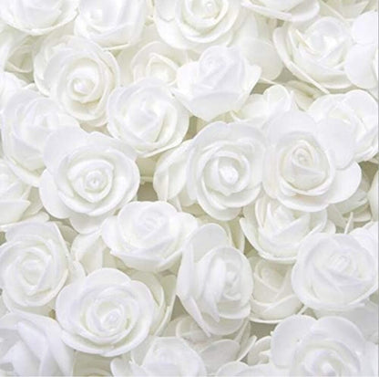 ABDROZ® 50pcs  Artificial Rose, Fake Foam Water Floating Flowers for Festival and Events, Home Decor, DIY Crafts, Wedding Decoration, Pooja Room, Gift Packing (White)