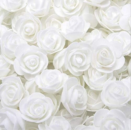 ABDROZ® 50pcs  Artificial Rose, Fake Foam Water Floating Flowers for Festival and Events, Home Decor, DIY Crafts, Wedding Decoration, Pooja Room, Gift Packing (White)