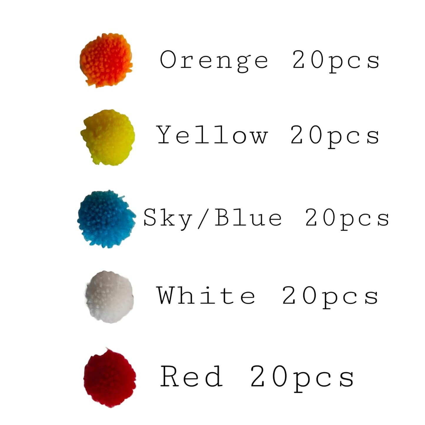 Rainbow Junction® 200pcs Round Shaped, Soft Fluffy Pompom for Art and Craft, Party Decoration, Kids Craft Project (Multicolour, 2cm)