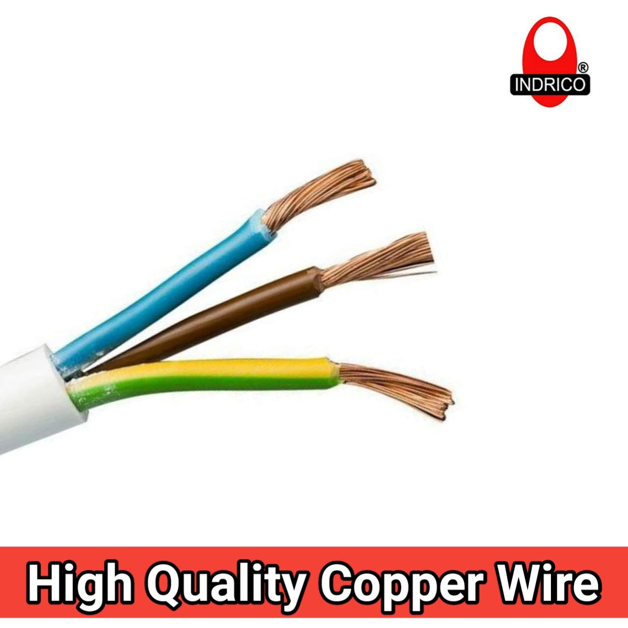 INDRICO® 3 Core Round Copper Wires and Cables (1.5 Sq. mm) for Domestic and Industrial Electric Connections(Colour May Vary) (20 Meter)