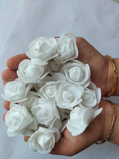 ABDROZ® 50pcs  Artificial Rose, Fake Foam Water Floating Flowers for Festival and Events, Home Decor, DIY Crafts, Wedding Decoration, Pooja Room, Gift Packing (White)