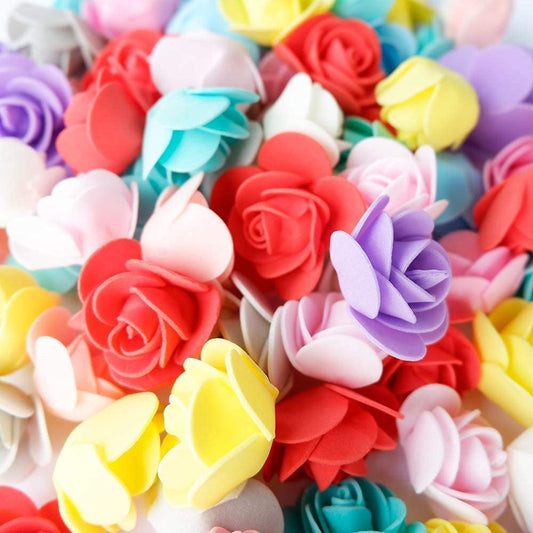 ABDROZ® 50pcs  Artificial Rose, Fake Foam Water Floating Flowers for Festival and Events, Home Decor, DIY Crafts, Wedding Decoration, Pooja Room, Gift Packing (Multi-Colour)