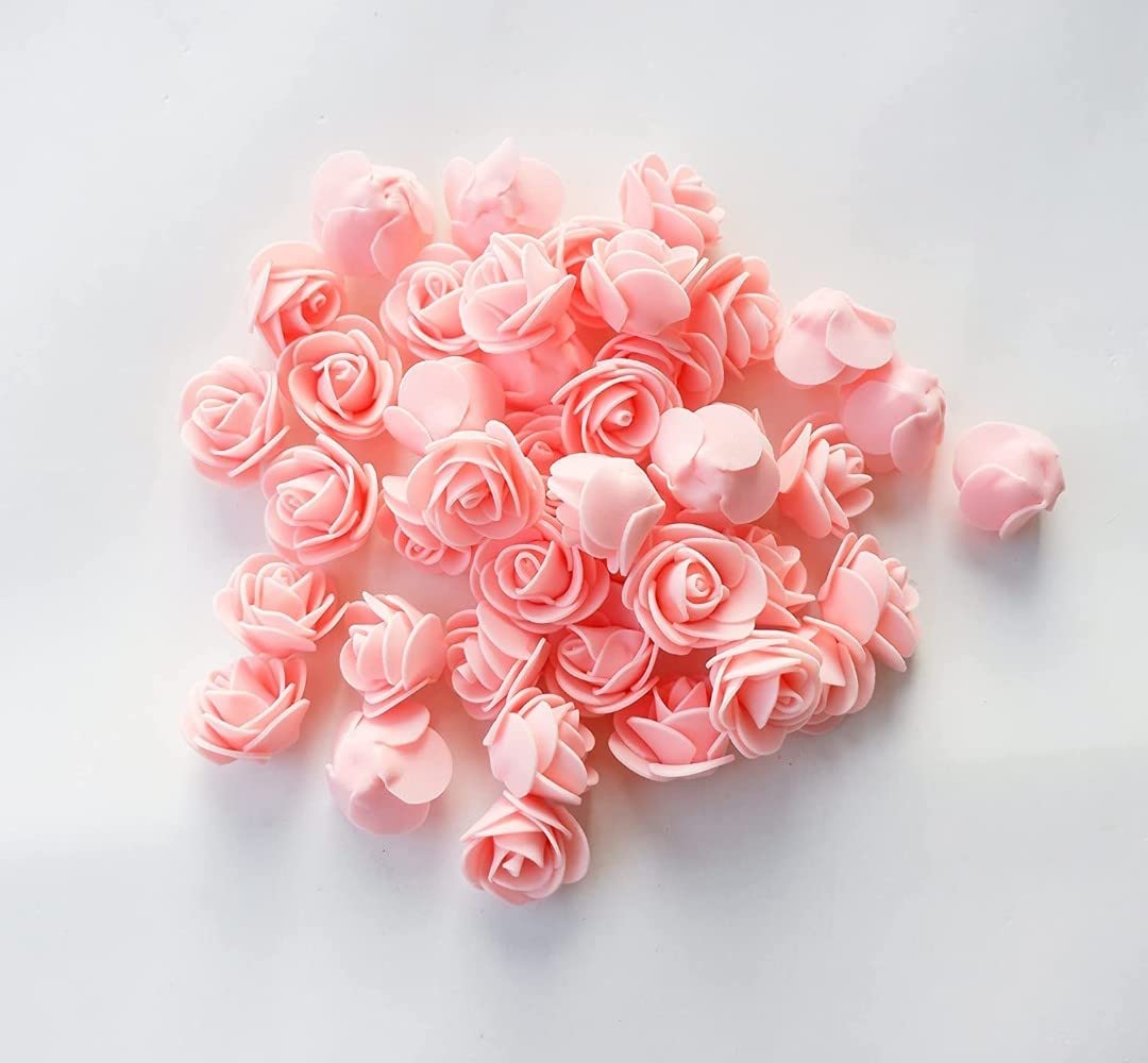 ABDROZ® 50pcs  Artificial Rose, Fake Foam Water Floating Flowers for Festival and Events, Home Decor, DIY Crafts, Wedding Decoration, Pooja Room, Gift Packing (Peach)
