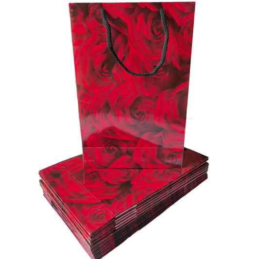 RAINBOW JUNCTION® 2pcs Paper Bags – Return Gift Bags with Handles For Weddings, Anniversaries, Birthdays, Diwali, Navratri, Holiday Presents, Events, Baby Shower, Valentine’s Day (Rose Theme)