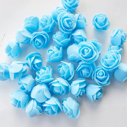 ABDROZ® 50pcs  Artificial Rose, Fake Foam Water Floating Flowers for Festival and Events, Home Decor, DIY Crafts, Wedding Decoration, Pooja Room, Gift Packing (Sky Blue)