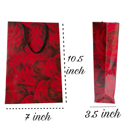 RAINBOW JUNCTION® 2pcs Paper Bags – Return Gift Bags with Handles For Weddings, Anniversaries, Birthdays, Diwali, Navratri, Holiday Presents, Events, Baby Shower, Valentine’s Day (Rose Theme)