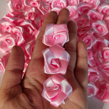 RAINBOW JUNCTION® 50pcs Silk Fabric Rose for Festival and Events, Home Decor, DIY Crafts, Wedding Decoration, Pooja Room, Gift Packing (Pink+White, 3cm)