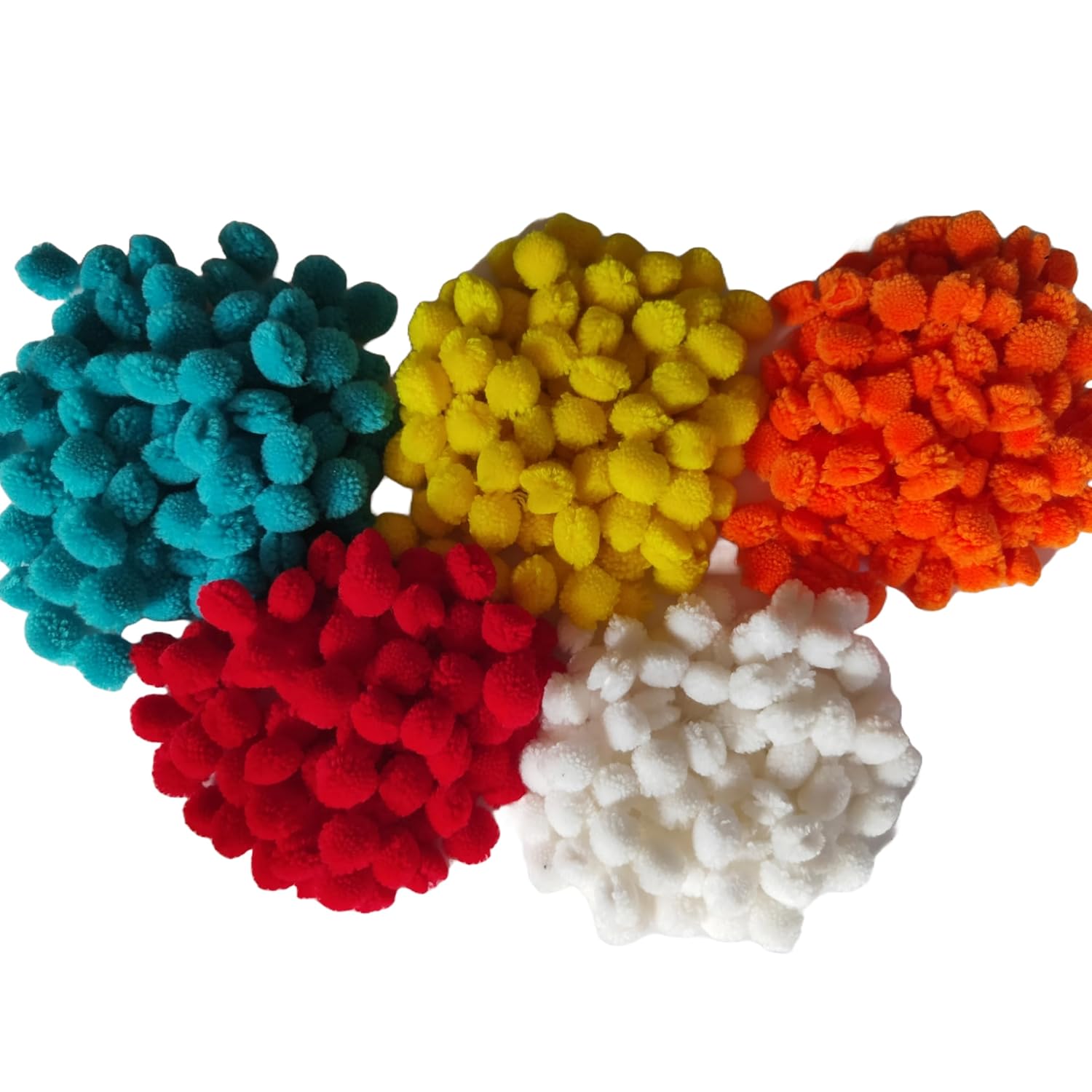 Rainbow Junction® 200pcs Round Shaped, Soft Fluffy Pompom for Art and Craft, Party Decoration, Kids Craft Project (Multicolour, 2cm)
