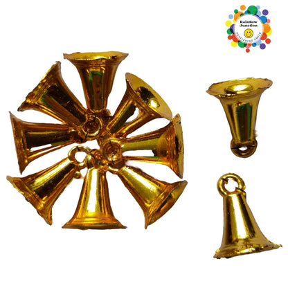 Rainbow Junction® 50pcs Plastic Bell for DIY, Art, Craft, Home Décor, Festive Décor, Christmas Tree Decoration or Other Craft Work (Golden)