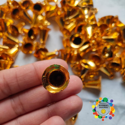 Rainbow Junction® 50pcs Plastic Bell for DIY, Art, Craft, Home Décor, Festive Décor, Christmas Tree Decoration or Other Craft Work (Golden)