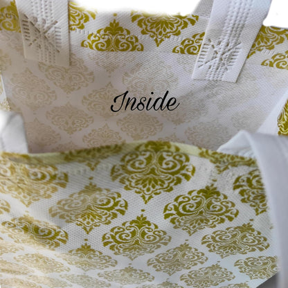RAINBOW JUNCTION® Non-Woven Printed Reusable Eco-Friendly Carry Bags with Handle For Party Return Gift, Wedding Gifts, Shagun, Saree, Mithai, Jewellery, Traditional Gift Bag (7x8.5x3.5 inch, 10pcs)