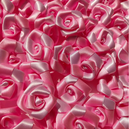 RAINBOW JUNCTION® 50pcs Silk Fabric Rose for Festival and Events, Home Decor, DIY Crafts, Wedding Decoration, Pooja Room, Gift Packing (Pink+White, 3cm)