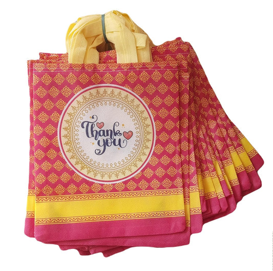 Return gift bag (Thank you Gift Bags) / Birthday Party Return Gift Bag/Wedding Gift Bag (Thamboolam bags) - Medium size (9x11 inch) Pink
